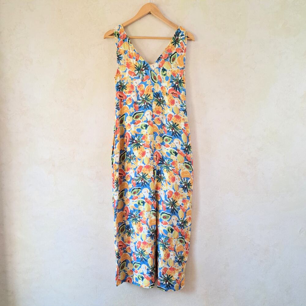FARM Rio x Anthropologie Wide Leg Jumpsuit Small Fruit Medley Boho Linen Blend - Picture 11 of 11